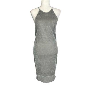 Bec and Bridge Womans Silver Metallic Cocktail Dress Sleeveless Halter size 6